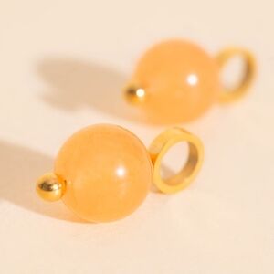 Oh Clementine Aura Huggie Hoop Charms Gold Tone Orange